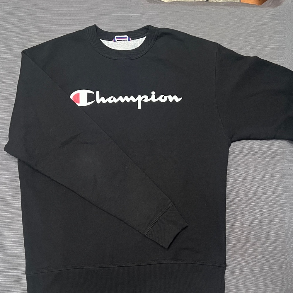 BLACK CHAMPION CREWNECK SWEATSHIRT SZ M